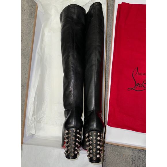 Christian Louboutin Study Stretch 85 Black Nappa Leather Knee High Heel Boot 36 - Picture 12 of 16